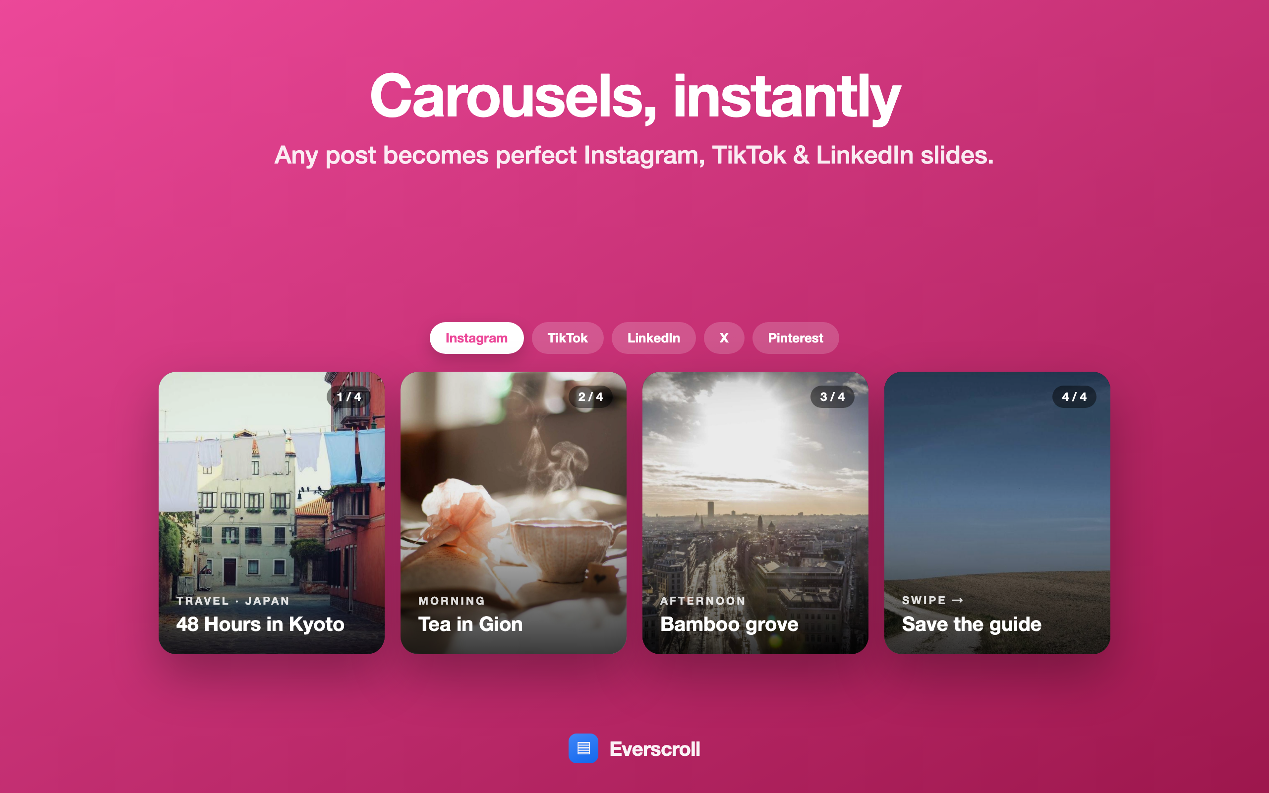 Everscroll splitting a long screenshot into carousel slides